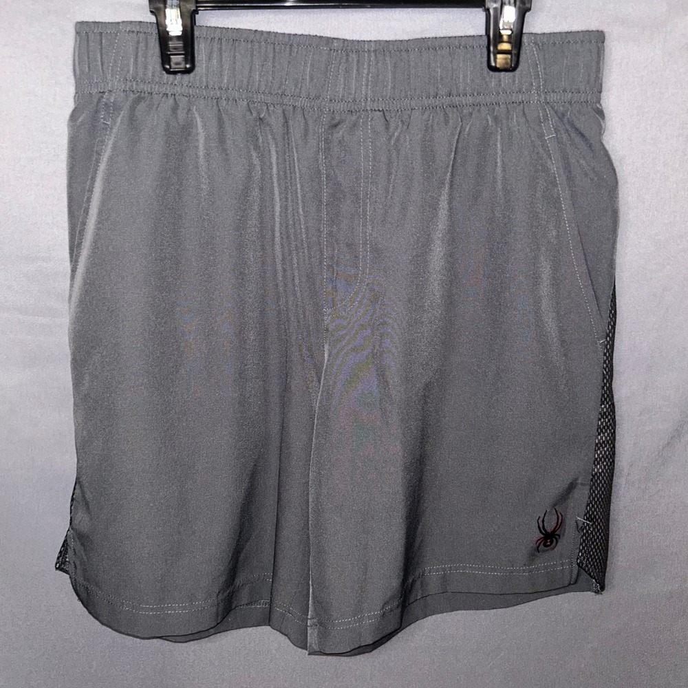 Spyder Active Mens Charcoal Gray Mesh Panel‎ Athletic Training Shorts  Small